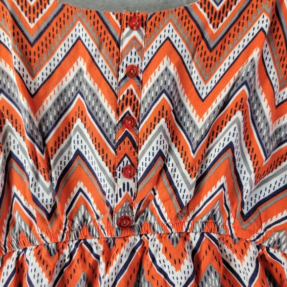 West Loop Womens Dress XL Orange White Chevron Print Sleeveless Summer Boho‎ - Picture 4 of 8